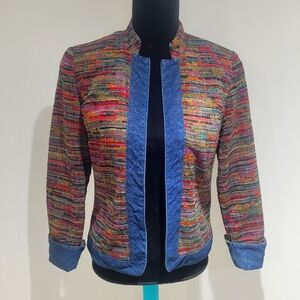 Coldwater Creek Women's Vintage Denim Tapestry Jacket XS Colorful Cotton Indie